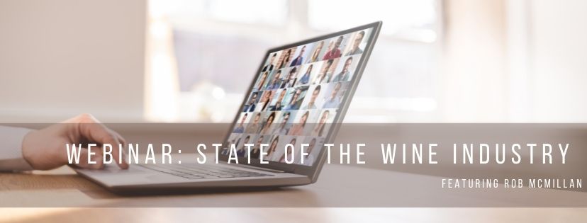 computer with people on the screen and the words State of the Wine Industry Featuring Rob McMillan over it